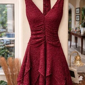 NWT Windsor Wine Lace Backless Halter Dress | Size S | Flowy & Feminine